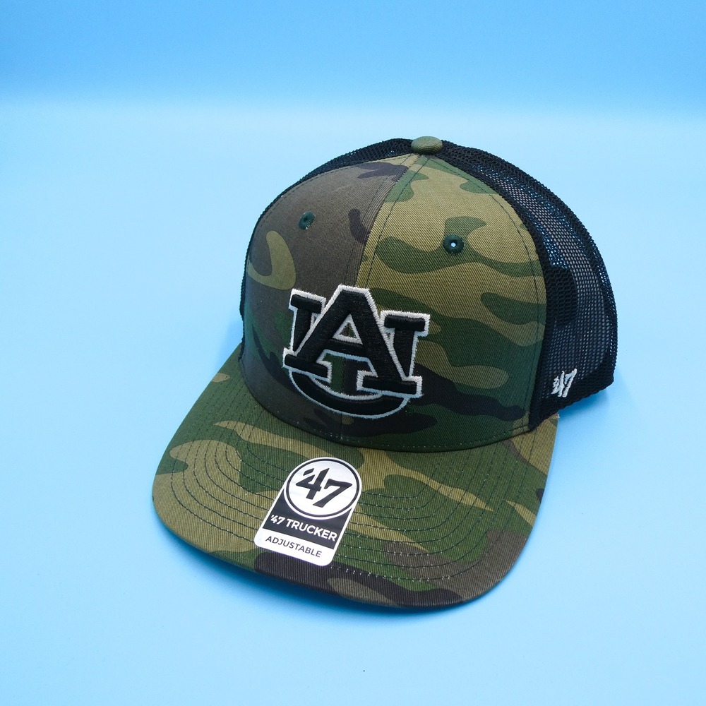 '47 Brand Trucker Hat Mens One Size Auburn Tigers Camo Black Mesh Snapback Cap